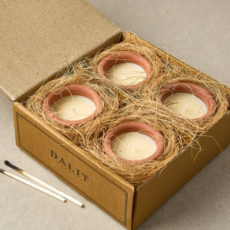 Handmade Terracotta Candle Set – Murgan Box of Four