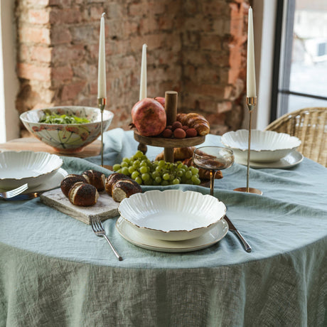 Ocean Mint Stone-Washed Linen Tablecloth
