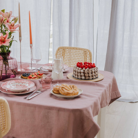 Woodrose Stone-Washed Linen Tablecloth