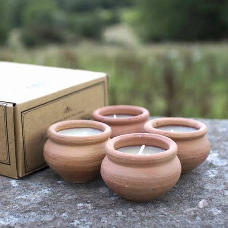 Handmade Terracotta Candles | Murgan Beeswax Candle Set of 4