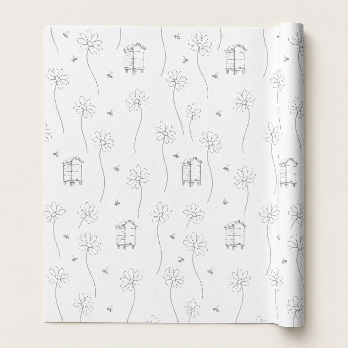 Daisy & Beehive Wrapping Paper – A1 Botanical Gift Wrap