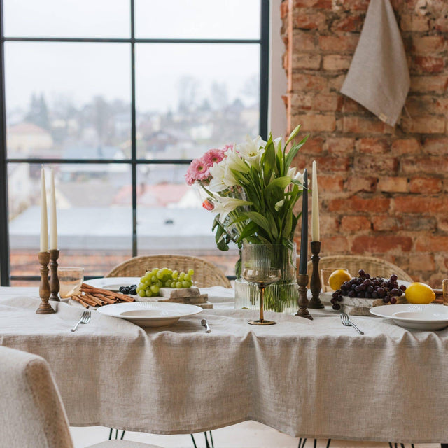 Natural Mélange Stone-Washed Linen Tablecloth