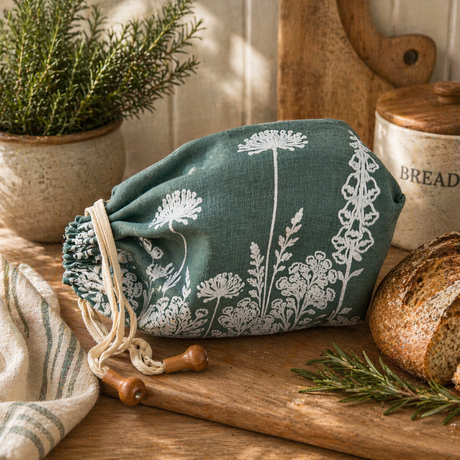 Linen Bread Bag – Florilegium Design Duck Egg Green Bread Storage Bag