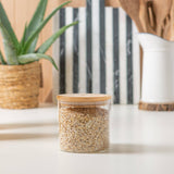 Scandi Glass Storage Jar with Wooden Lid – 550ml Kitchen Storage Container