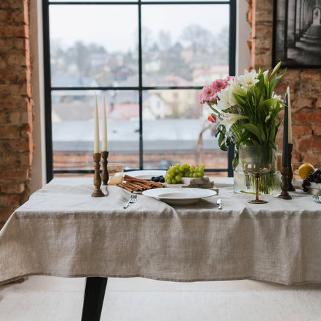 Natural Mélange Stone-Washed Linen Tablecloth