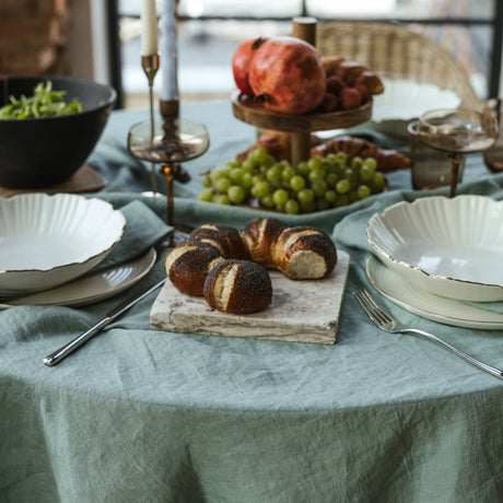 Ocean Mint Stone-Washed Linen Tablecloth