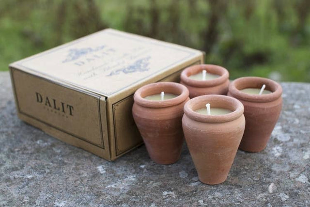 Handmade Terracotta Lavender Candles | Vishal Set of 4