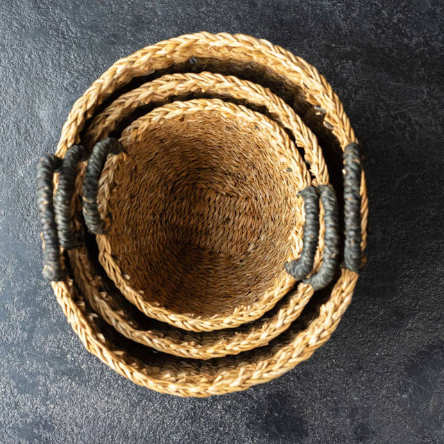 Haora Seagrass Storage Baskets with Tapered Base – Set of 3