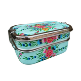 Stainless Steel Tiffin Lunch Box – Turquoise Garland