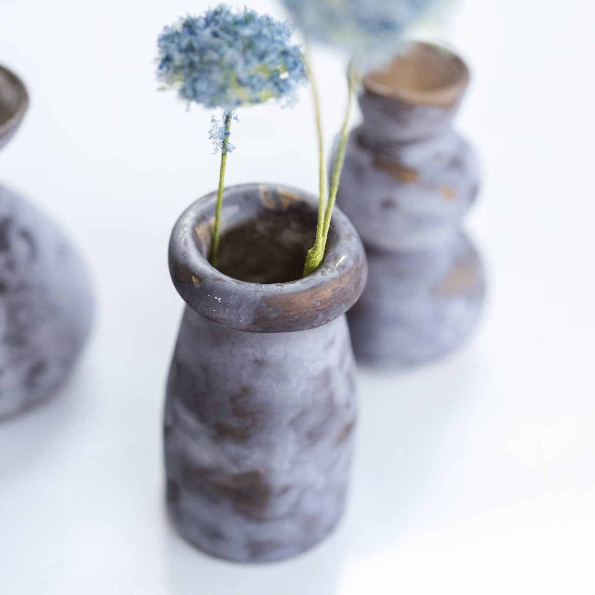 Stone Smoked Glass Bud Vase Set
