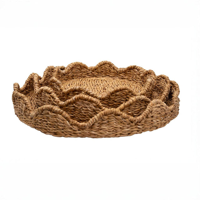 Bangali Scalloped Lidded Seagrass Storage Baskets – Set of 3