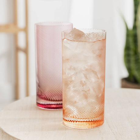 Twist Highball Glass Tumblers - Pink/Peach