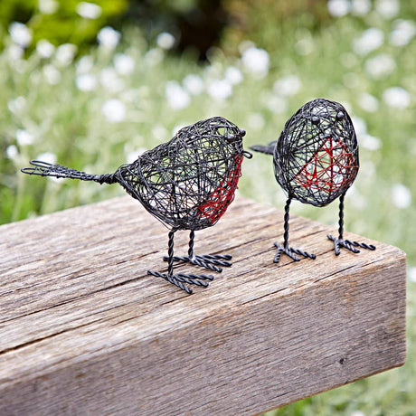 Wire Robin Garden Ornaments – Set of 2