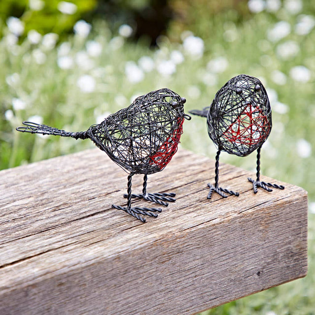 Wire Robin Garden Ornaments – Set of 2