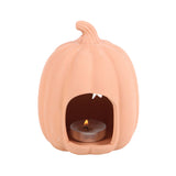 Terracotta Pumpkin Tealight Holder with Star Cut-Outs – Autumn & Halloween Decoration