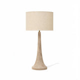 Table lamp with a beige lampshade and base on a white background
