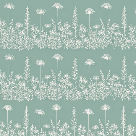 Wrapping paper with White floral pattern on a teal background