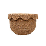 Bangali Scalloped Lidded Seagrass Storage Baskets – Set of 3