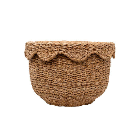 Bangali Scalloped Lidded Seagrass Storage Baskets – Set of 3