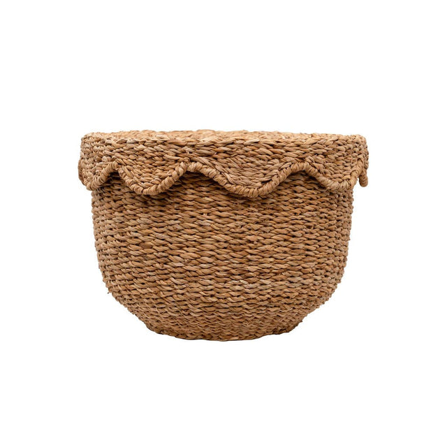 Bangali Scalloped Lidded Seagrass Storage Baskets – Set of 3