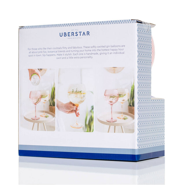 Box packaging for Uberstar balloon sets with images of balloons and text.