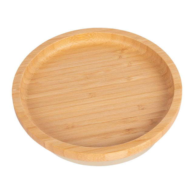 Beige Round Bamboo Suction Plate – by Tiny Dining