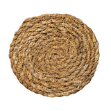 Round woven coaster on a white background