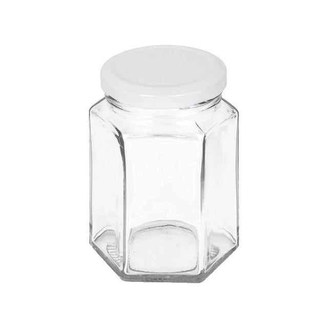 250ml Hexagonal Glass Jam Jar with Lid: Gold Lid