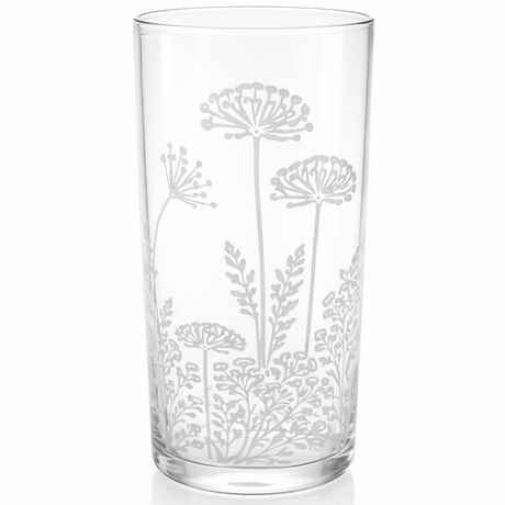 Clear glass Vase with floral embossing on a white background