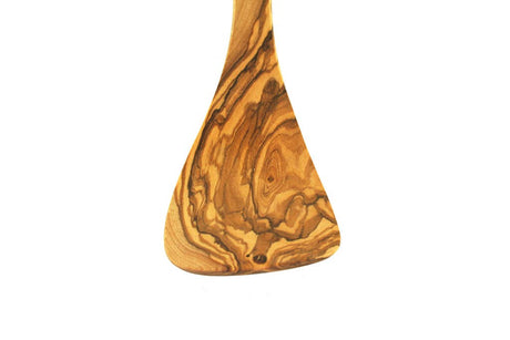 Wooden spoon with a textured handle on a white background