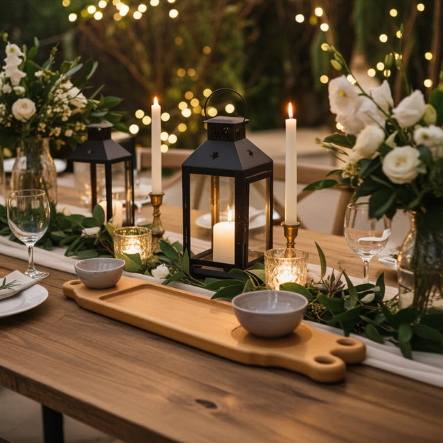 Ash Serving Board with Stoneware Pots – One-of-a-Kind Handcrafted Display Piece