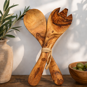 olive wood salad servers 