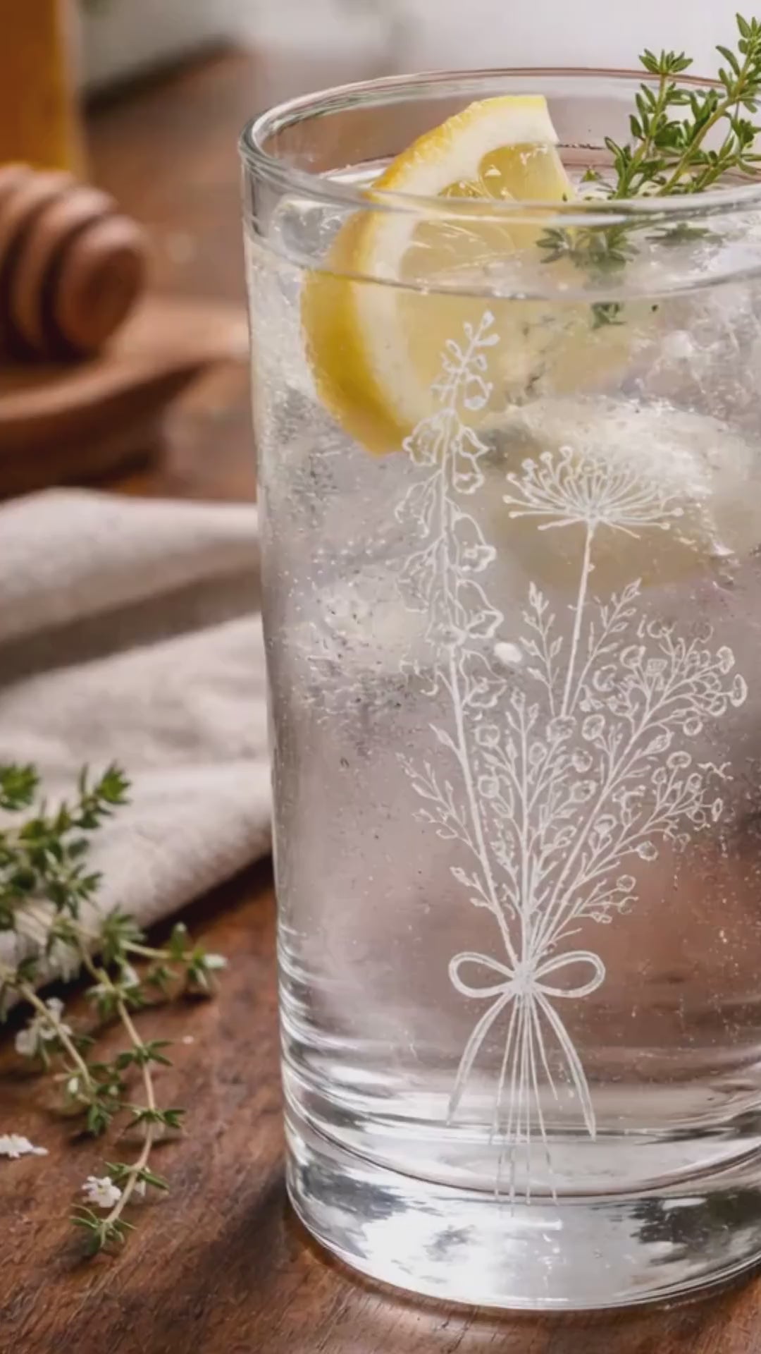 Floral Etched Glass Tumblers – Set of 6 (250ml)
