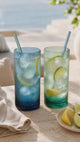 Blue & Green Twist Highball Glass Tumblers – Set of 2