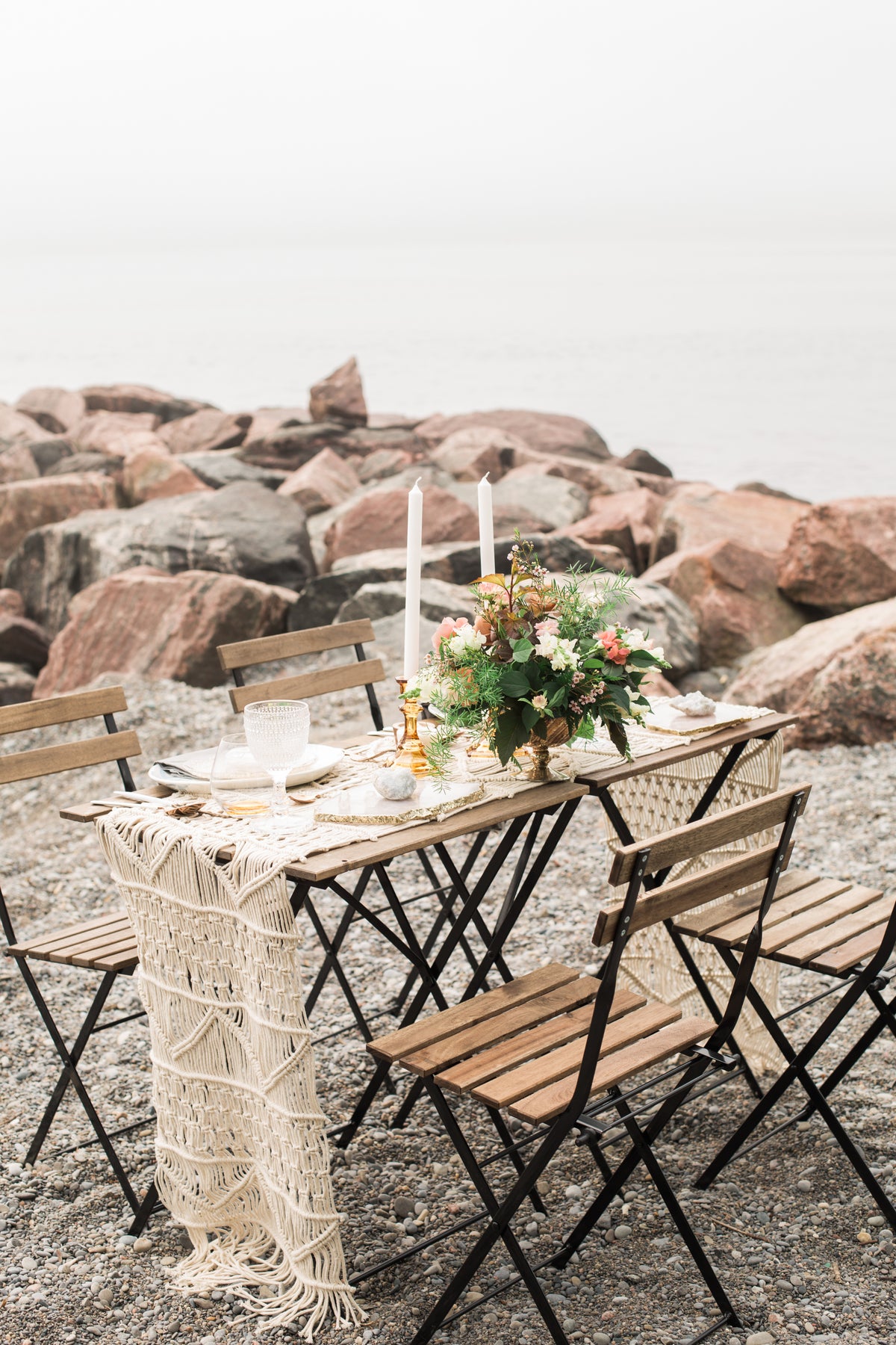 wedding anniversary romantic coastal dinner for two on a rocky cliff top.