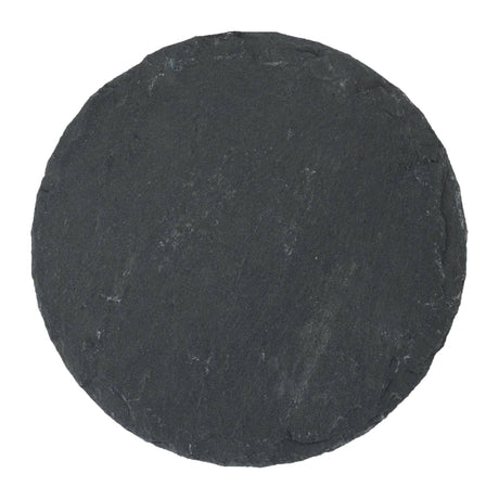 Round slate stone coaster on a white background
