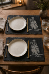 Steampunk Owl Slate Placemats – 4 Shapes, Sets of 2–6