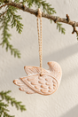 Terracotta bird Christmas tree decoration on a twig display
