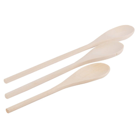 Set of four wooden spoons on a white background